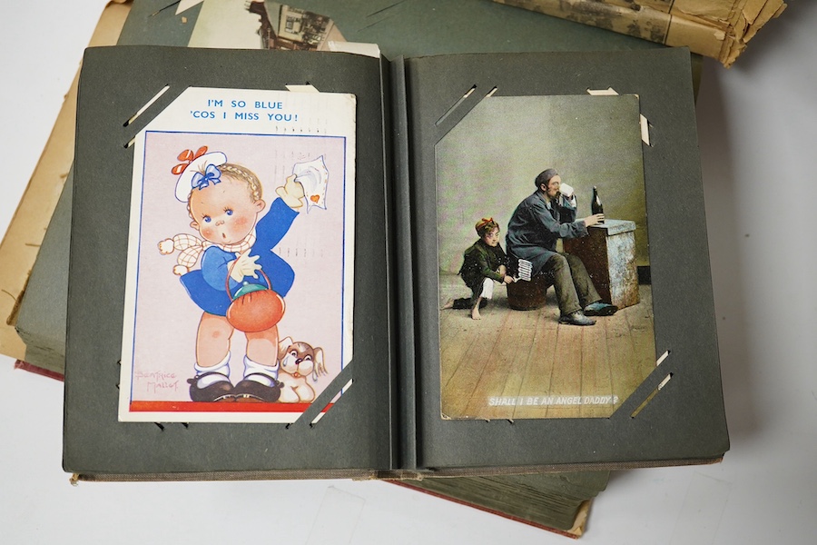 Two late 19th century early 20th century postcard albums. Condition - variable